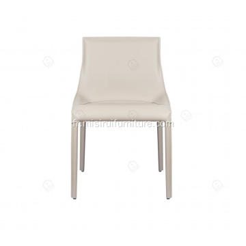 Chaises italiennes minimalistes en cuir de selle blanche en cuir